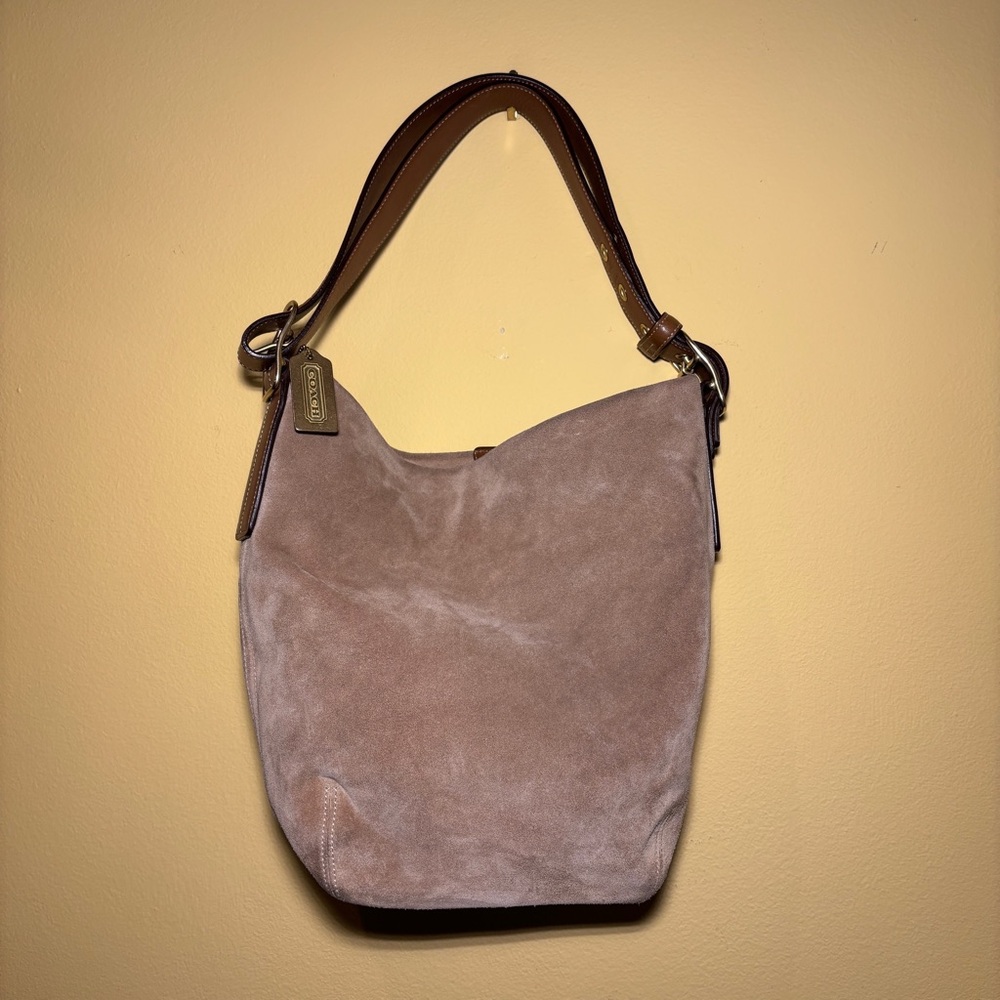 VINTAGE COACH 9187 Legacy Bag Suede Leather Brass Y2K Duffle Sac